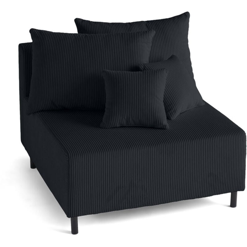 Lisa Design - Edinburg - module d'assise sans accoudoirs - en velours côtelé - noir