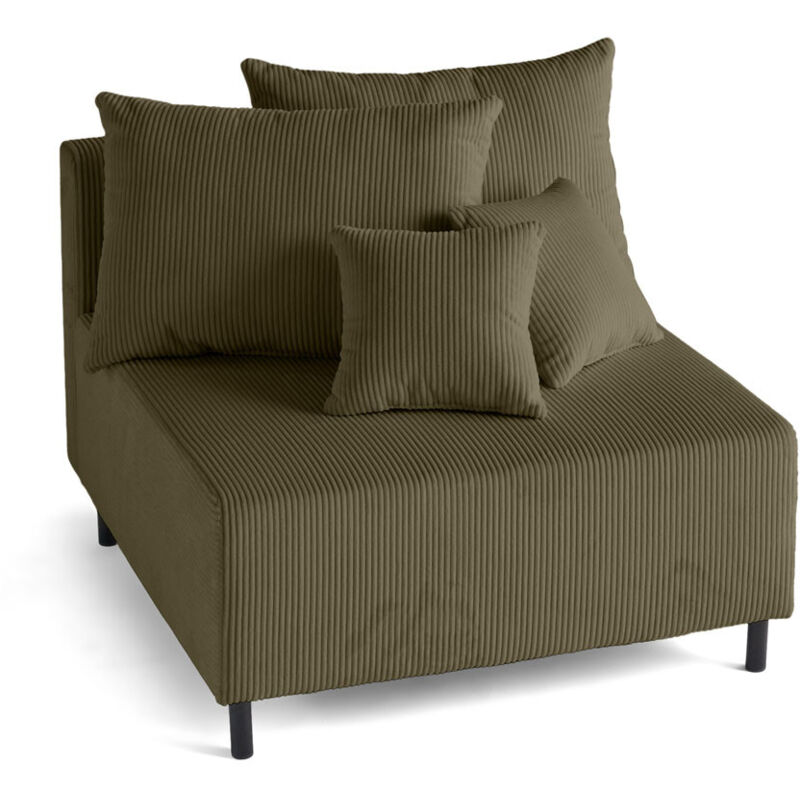 Lisa Design - Edinburg - module d'assise sans accoudoirs - en velours côtelé - vert