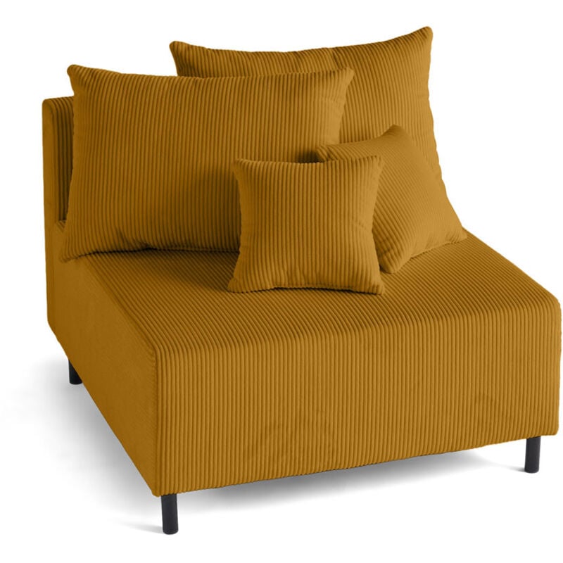 Lisa Design - Edinburg - module d'assise sans accoudoirs - en velours côtelé - jaune