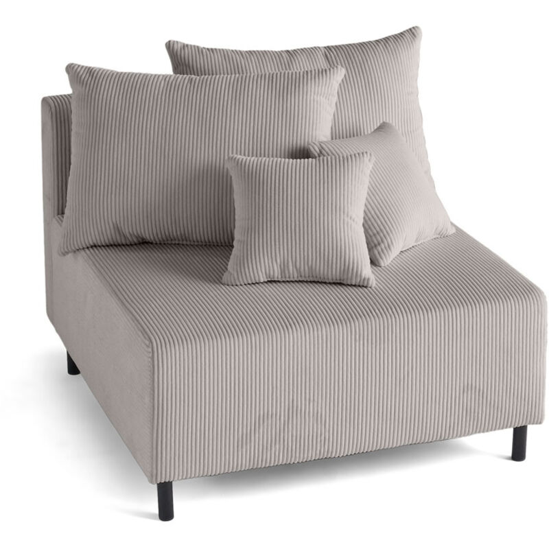 Lisa Design - Edinburg - module d'assise sans accoudoirs - en velours côtelé - gris clair