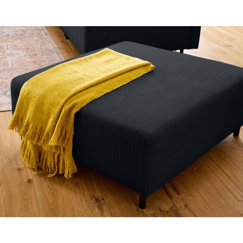 Edinburg - pouf modulable - en velours côtelé - noir