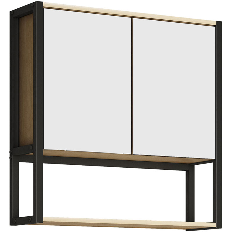 EdinoSS armoir de salle de bain avec miroir 2 chêne décor.