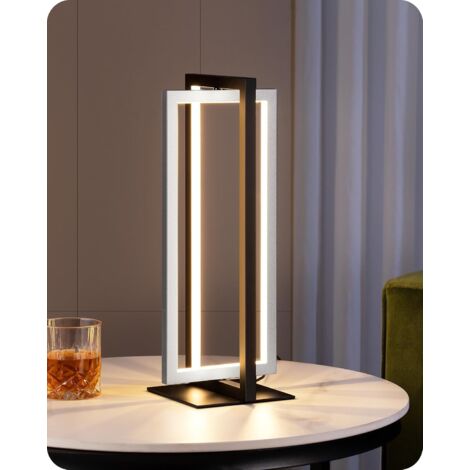 EDISHINE Lampada da tavolo LED in metallo con 3 temperature di colore, lampada da comodino dimmerabile in continuo, 750LM dimmerabile 3000K-4500K-6000K, nero e argento
