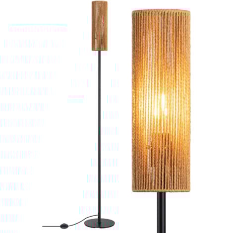 EDISHINE LED Stehleuchte mit Lampenschirm aus gewebtem Seil, Stehlampe vintage 2700K warmweiß, Höhe 165 cm, Boho Stehlampe E27 für Schlafzimmer, Kinderzimmer oder Ecksofa