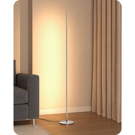 EDISHINE Stehlampe Wohnzimmer 3000K, LED Stehlampe Dimmbar mit Memory-Funktion, höhenverstellbar 146 cm, Silber
