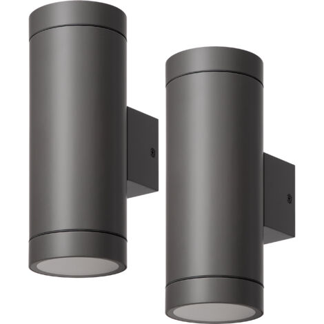 EDISHINE Up and Down Aussenleuchte,  Wandleuchte Aussen 2er, IP44 Wasserdichte Wandlampe, Aussenbeleuchtung Hauswand, ohne Leuchtmittel, Anthrazit