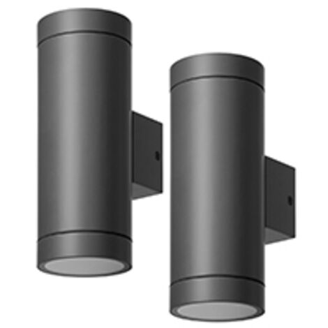 EDISHINE Up and Down Aussenleuchte, Wandleuchte Aussen 2er, IP44 Wasserdichte Wandlampe, Aussenbeleuchtung Hauswand, ohne Leuchtmittel, Schwarz