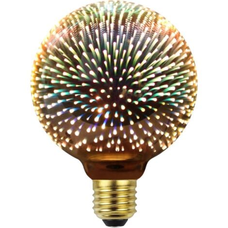 FLYDOSI Edison Ampoule 3D Feu D'artifice Led Ampoule 4W 220-240V E27 Ampoules de décoration d'arbre de Noël Spécialité Ampoule Décorative (G95) [Classe énergétique G]