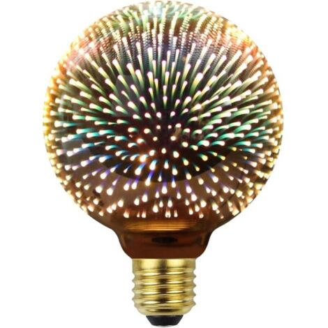 Edison Ampoule 3D Feu D'artifice Led Ampoule 4W 220-240V E27 Ampoules de décoration d'arbre de Noël Spécialité Ampoule Décorative (G95) [Classe énergétique G]