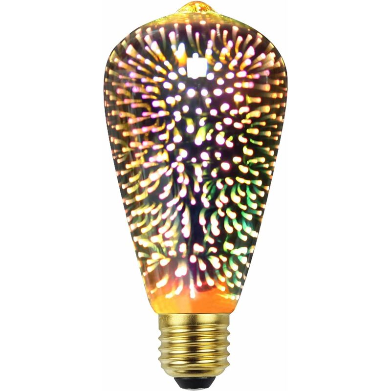 Edison Ampoule 3D Feu D'artifice Led Ampoule 4W 220-240V E27 Ampoules de décoration d'arbre de Noël Spécialité Ampoule Décorative (ST64) [Classe