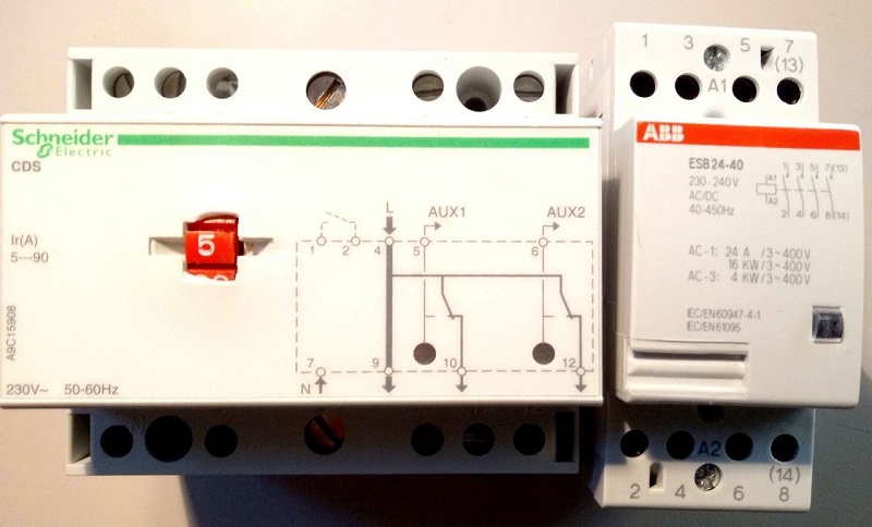 Schéma électrique installation chauffage] Installer un délesteur Hager  60051 couplé avec une horloge.