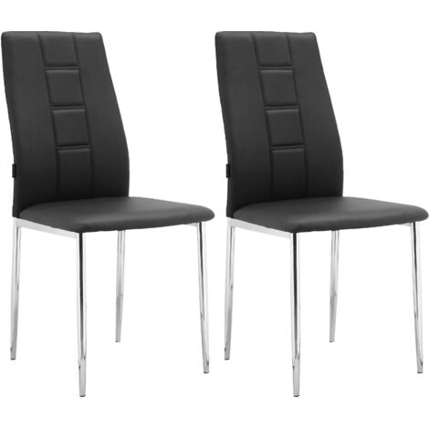 Edita-Lot de 2 chaises de salle à manger Noir Chrome