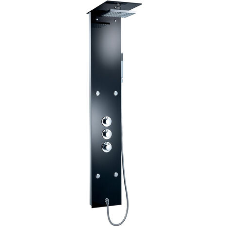 Edles Glas Duschpaneel mit Thermostat Schwarz