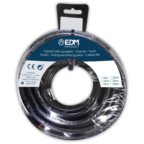 EDM 28050 Enrouleur de tuyau plat, noir, 2 x 1,5 mm x 5 m