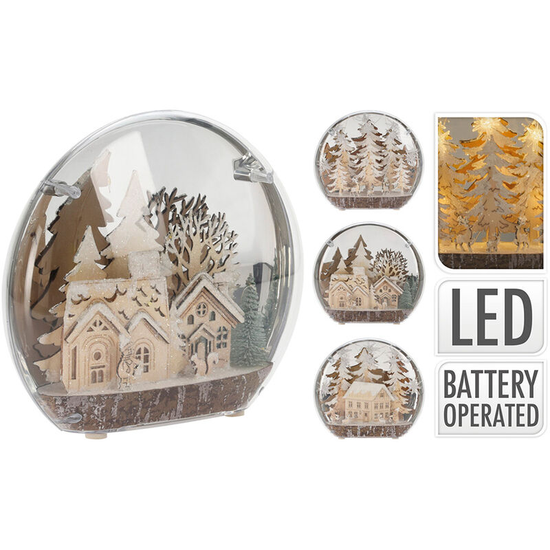 

EDM Bola de nieve led con motivos variados navideños de madera 25x6x22cm