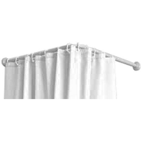 EDM – Barre pour rideau de douche courbée blanche 80x80cm – Plastique PVC – Montage mural rapide – Poids 0,273 kg