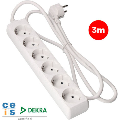 EDM-Block - 6 Schuko-Steckdosen - 16A - 3m - 41036