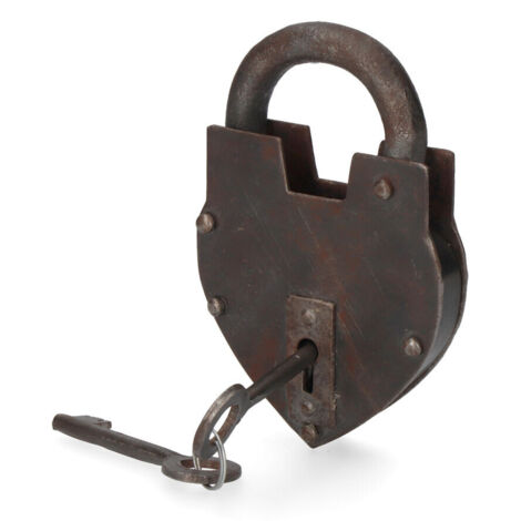Cadenas Ancien En Fer Forgé Circa 1800 Avec Sa Clé - Fonctionnel - Pièce De Collection