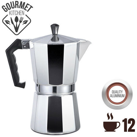 EDM – Cafetière italienne en aluminium 12 tasses – Compatible plaques gaz, vitrocéramiques et électriques – Conforme normes sécurité alimentaire UE