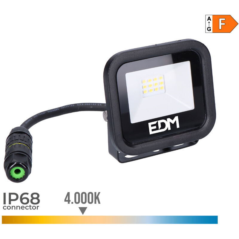 

EDM Foco proyector led 10w 800lm 4000k luz dia black series edm