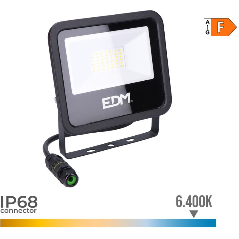 

EDM Foco proyector led 30w 2370lm 6400k luz fria black series edm