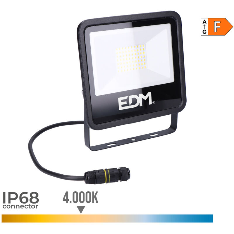 

EDM Foco proyector led 50w 4000lm 4000k luz dia black series edm