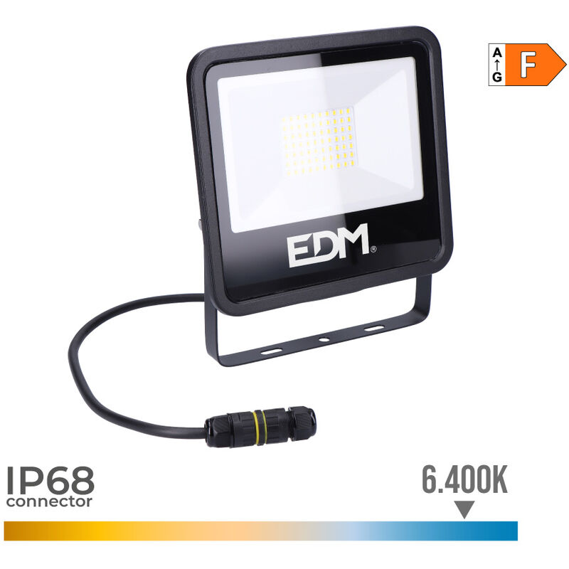 

EDM Foco proyector led 50w 4000lm 6400k luz fria black series edm