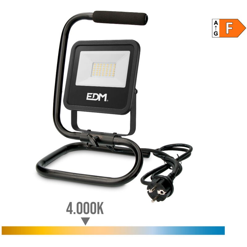 

EDM Foco proyector led con pie 30w 2370lm 4000k luz dia black series edm