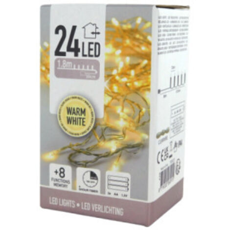 EDM glitter garland - spirito natalizio - luce bianca calda - 24 lampadine LED - 2,3 m - 72082