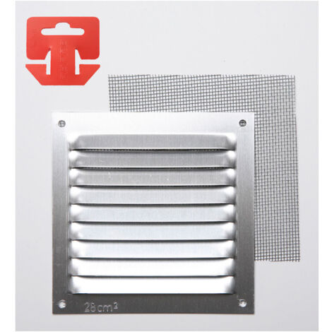 EDM – Grille aération VMC avec toile moustiquaire intégrée – Aluminium naturel 100x100mm – Installation facile sur fenêtres et portes