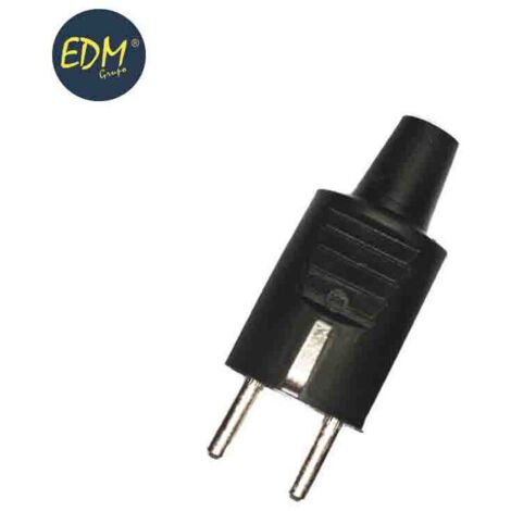 EDM-Gummistecker, 10/16 A, 250 V, T/TL, IP44, 4,8 mm, Schwarz (verpackt)