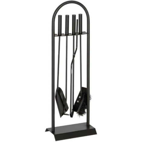 EDM – Kit de cheminée 4 pièces en fonte – Accessoires : fourchette, pince, pelle, brosse – Dimensions 23x68,5 cm – 85751