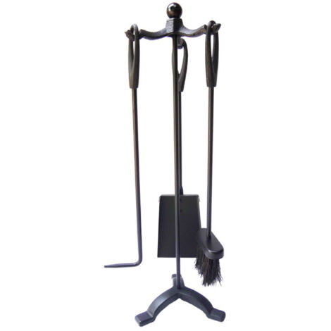 EDM – Kit pour cheminée en fer forgé 3 pièces – Pelle, balai et tisonnier – Dimensions 19x59,5cm – 85752