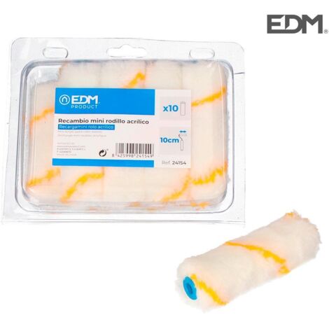 EDM-Nachfüllpackung - Mini-Acrylroller - langes Haar - 110mm - 10 Stück - 24154