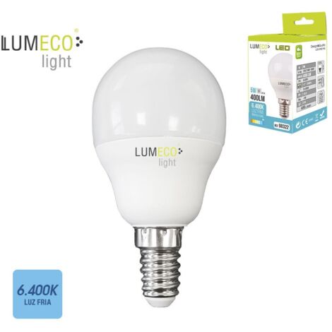EDM Sphärische LED-Glühbirne E14 5W 400lm 6400K Kaltlicht Ø4,5x8cm