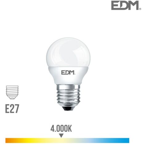 EDM Sphärische LED-Glühbirne E27 7W 600lm 4000K Tageslicht Ø4,5x8cm