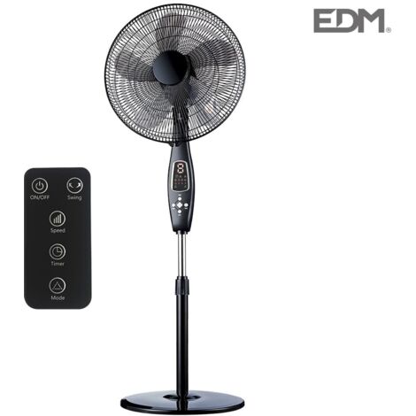 EDM Standventilator Schwarz 60 W Leistungsstark und Verstellbar