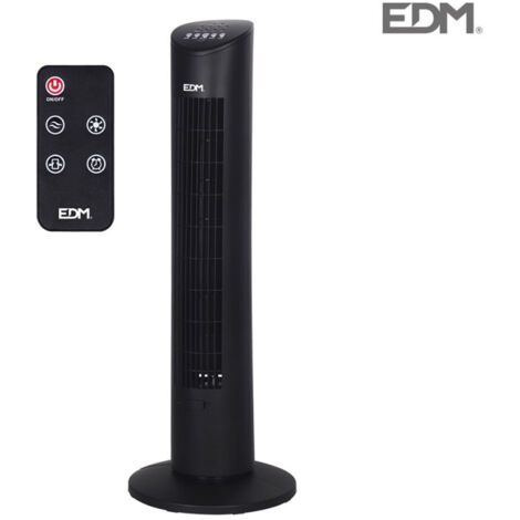 EDM Turmventilator Schwarz 60 W mit Fernbedienung