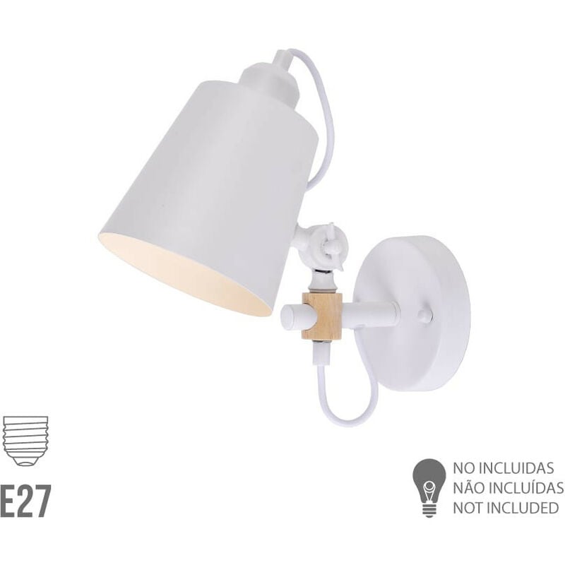 EDM - Lampada da parete in metallo e27 60w colore bianco 25x27cm