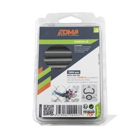 EDMA - Boîte de 1250 pièces d'AGRAFE OMEGA 16 - Inox AISI 316 -