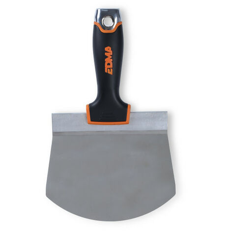 Edma – Couteau à enduire 276755 – Lame inox courbée 16,5 cm – Manche bi-matière pour confort – Pour racler seaux d'enduit
