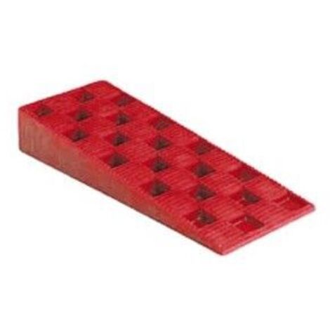 Edma – Lot de 4 cales crantées rouges pour réglage hauteur 27-40mm – Dimensions 25x60x150mm – Isolation humidité pour lambourde
