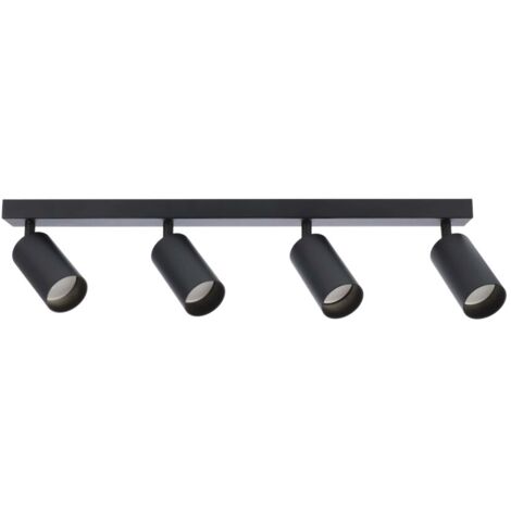 Edo Solutions – Plafonnier à 4 spots en saillie noir – Aluminium et acier – Culot GU10 – Indice de protection IP20 – Hauteur 170 mm – Longueur 590 mm - EDO777350