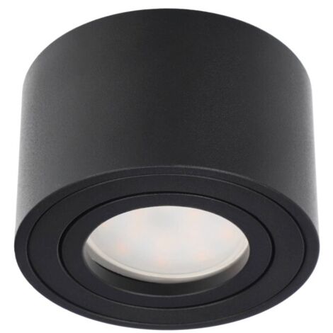 Edo Solutions – Spot de plafond en saillie noir 4,8W – Douille LED réglable – Lumière chaude 3000K – Aluminium IP20 pour intérieur