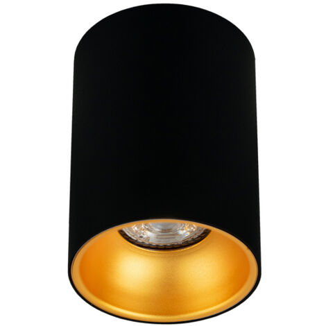 Edo Solutions – Spot de plafond en saillie rond noir et or – GU10 – Aluminium – IP20 – 35W – Ø80mm – Pour espaces modernes - EDO777343