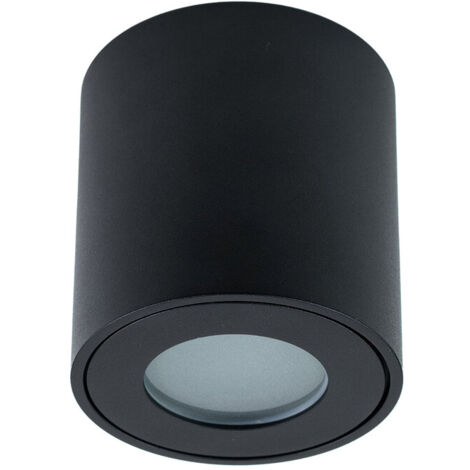 Edo Solutions – Spot de plafond étanche en saillie IP44 GU10 noir – Boîtier aluminium et diffuseur verre – 35W – Ø80mm pour extérieur et intérieur - EDO777339