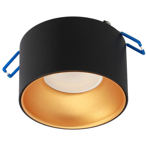 Edo Solutions – Spot encastrable rond noir avec centre doré – Aluminium – IP20 – 35W – Tension 220-240V AC – Ø85mm pour montage encastré - EDO777452