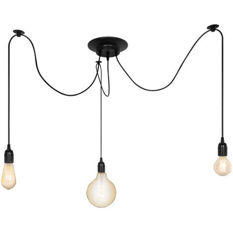 Edo Solutions – Suspension ARANEA 3xE27 en acier noir – Longueur câble 3x1.3m – Puissance 60W – Degré de protection IP20 – Pour intérieur moderne - EDO777187