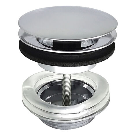 Edouard Rousseau – Bonde de lavabo à écoulement libre – Sans trop-plein – Laiton chromé – Hauteur 63 mm – Clapet démontable pour nettoyage facile