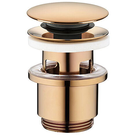 Edouard Rousseau – Bonde de lavabo clic-clac avec trop plein – Finition rose gold – Cuvette métal Ø 63 mm – Sortie 33x42 – Profondeur réduite 16 mm